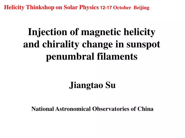 injection of m a gnetic helicity and chirality c hange in sunspot penumbral filaments