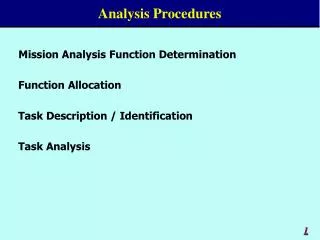 Analysis Procedures