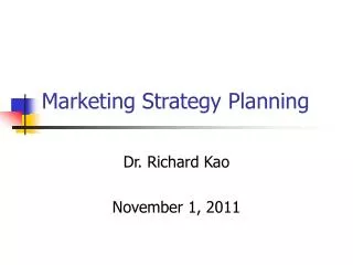 Marketing Strategy Planning
