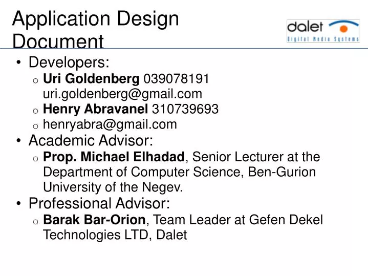 application design document