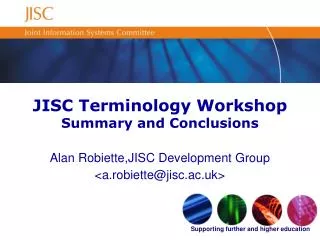 JISC Terminology Workshop Summary and Conclusions