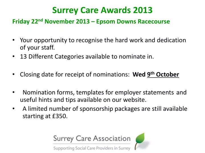 surrey care awards 2013