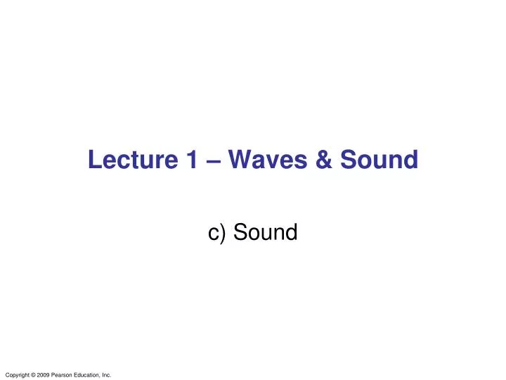 lecture 1 waves sound