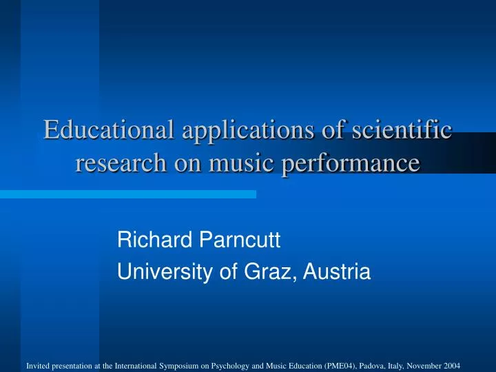 educational applications of scientific research on music performance