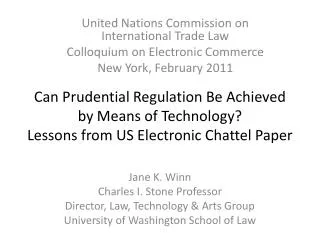 Can Prudential Regulation Be Achieved by Means of Technology? Lessons from US Electronic Chattel Paper