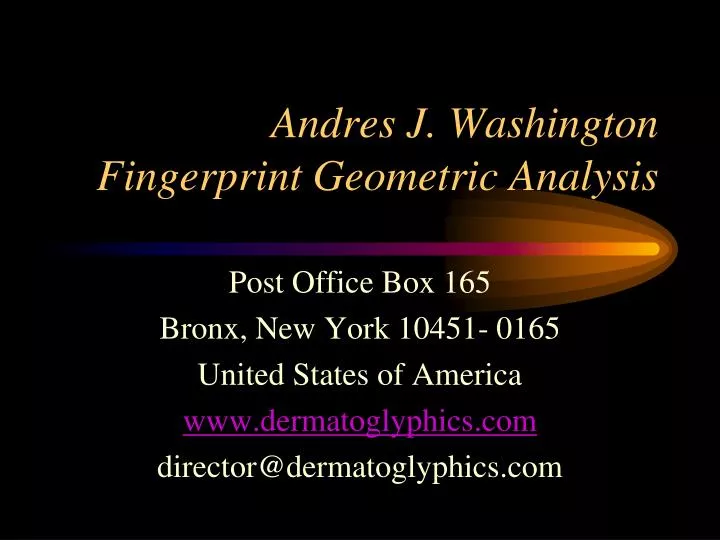 andres j washington fingerprint geometric analysis