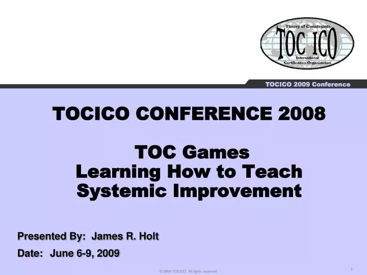 tocico conference 2008 toc games learning how to teach systemic improvement