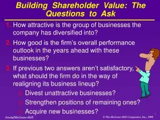 Building Shareholder Value: The Questions to Ask