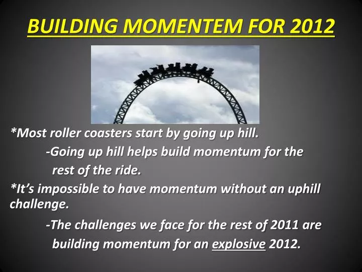building momentem for 2012
