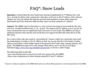 FAQ*: Snow Loads