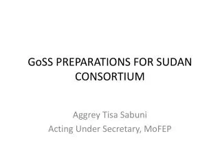 GoSS PREPARATIONS FOR SUDAN CONSORTIUM
