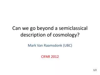 Can we go beyond a semiclassical description of cosmology?