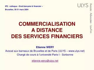 commercialisation a distance des services financiers