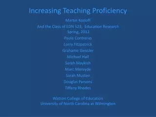 Increasing Teaching Proficiency