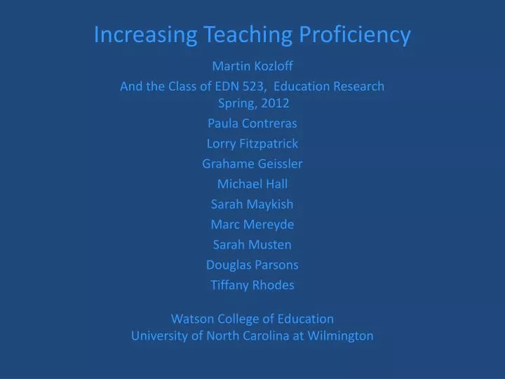 increasing teaching proficiency