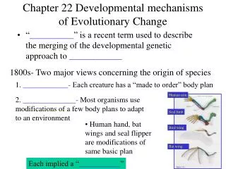Chapter 22 Developmental mechanisms of Evolutionary Change