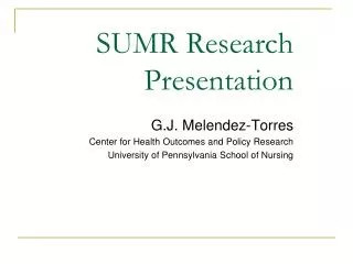 SUMR Research Presentation