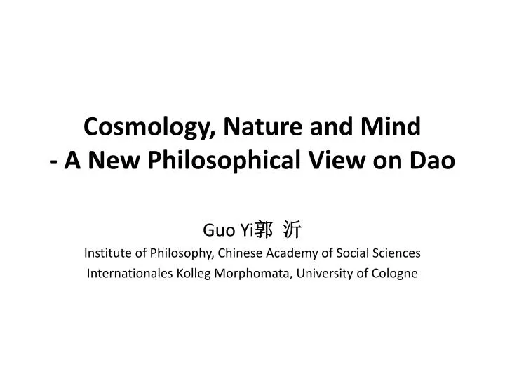 cosmology nature and mind a new philosophical view on dao