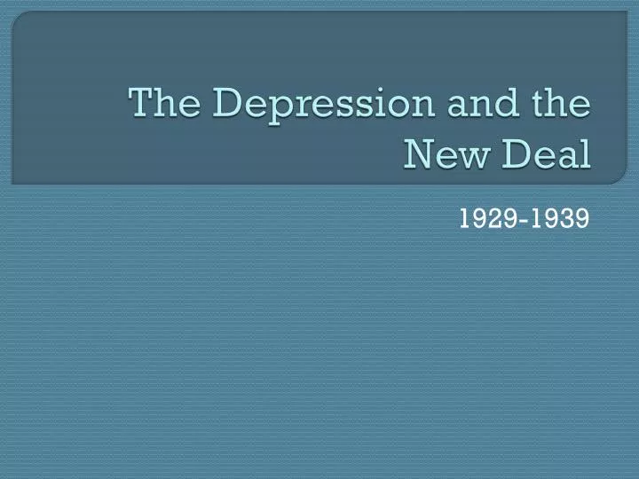the depression and the new deal