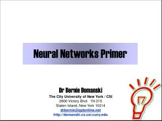 Neural Networks Primer