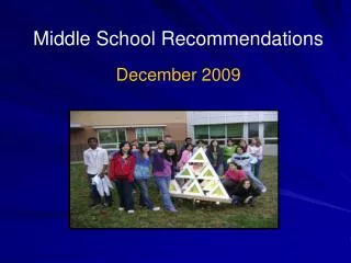 Middle School Recommendations December 2009