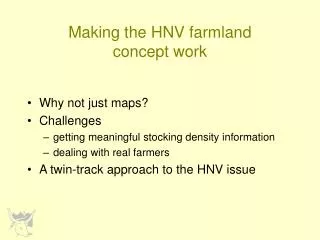 Making the HNV farmland concept work