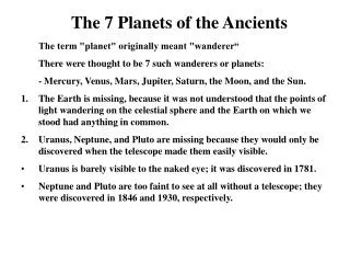 The 7 Planets of the Ancients