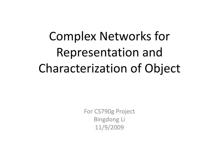 complex networks for representation and characterization of object
