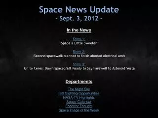 Space News Update - Sept. 3, 2012 -