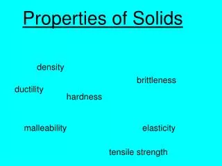 Properties of Solids