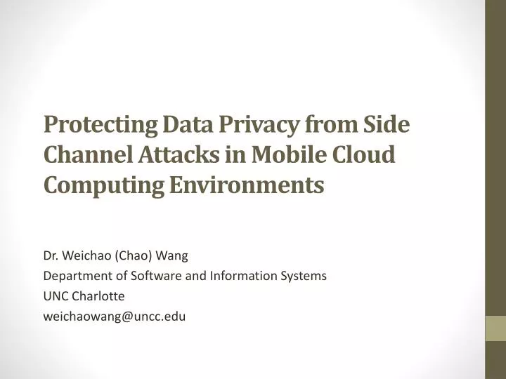 protecting data privacy from side channel attacks in mobile cloud computing environments