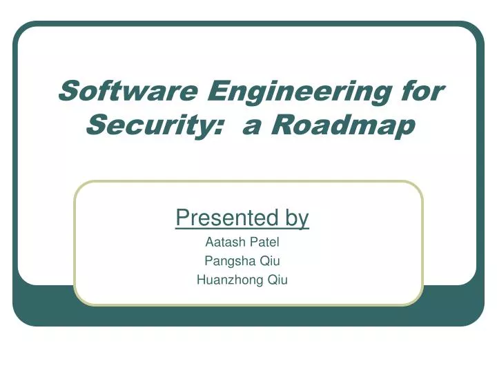 software engineering for security a roadmap