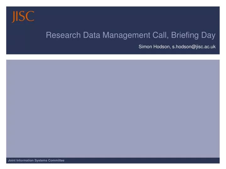 research data management call briefing day