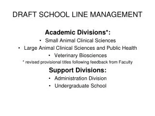 DRAFT SCHOOL LINE MANAGEMENT