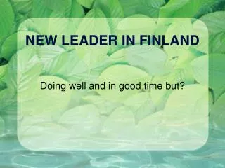NEW LEADER IN FINLAND