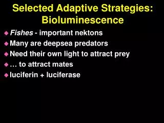 Selected Adaptive Strategies: Bioluminescence