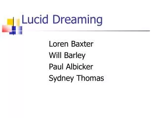 Lucid Dreaming