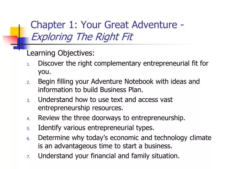 chapter 1 your great adventure exploring the right fit