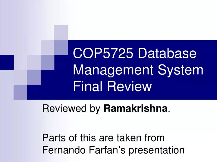 cop5725 database management system final review