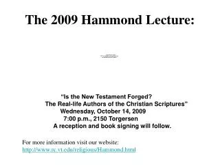 The 2009 Hammond Lecture:
