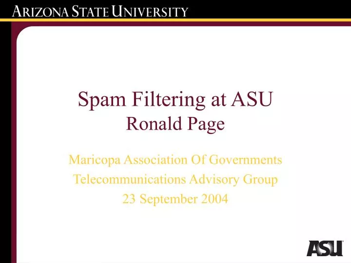 spam filtering at asu ronald page