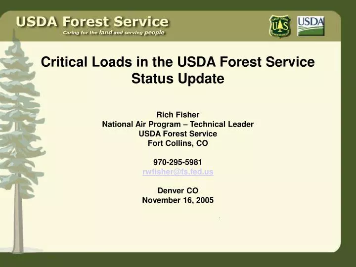 critical loads in the usda forest service status update