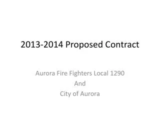 2013-2014 Proposed Contract