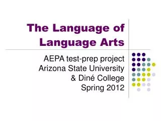 The Language of Language Arts