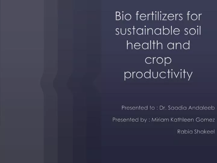 bio fertilizers for sustainable soil health and crop productivity