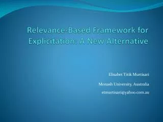 Relevance-Based Framework for Explicitation: A New Alternative