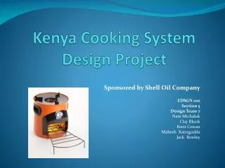 Kenya Cooking System Design Project