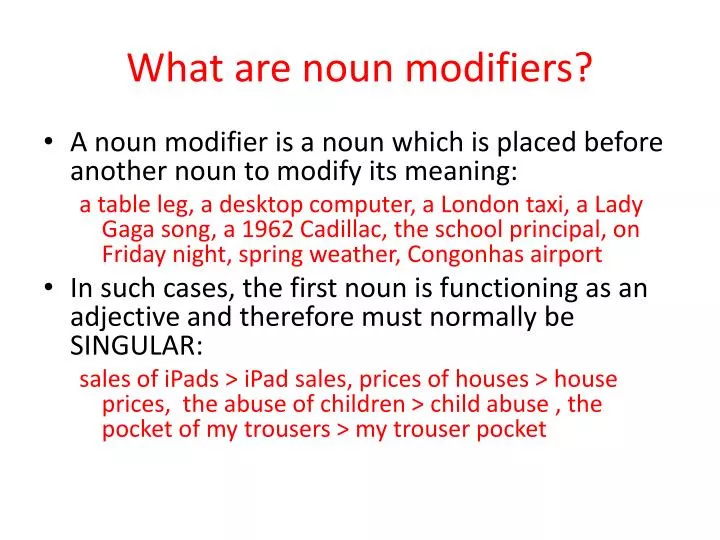 what are noun modifiers