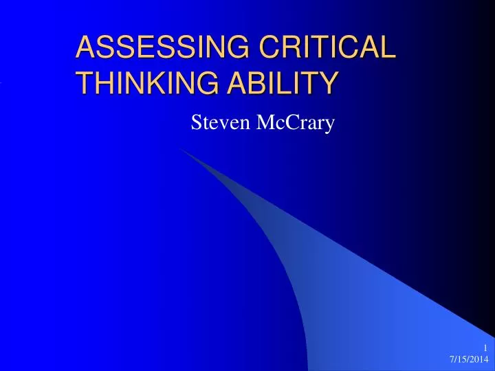 assessing critical thinking ability