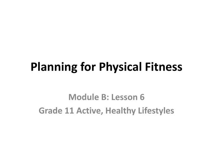 planning for physical fitness
